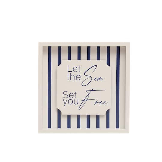 8&#x22; Let the Sea Framed Block Tabletop Sign by Ashland&#xAE;